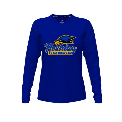 [FTLVCFRY-FYXS-LOGO1] Decker Comfort T-Shirt (Female Youth XS, Royal, V Neck, Logo 1, Long Sleeve)