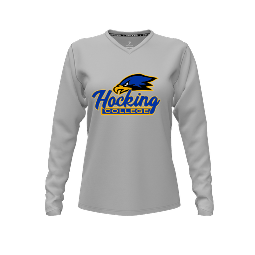 [FTLVCFGY-FYXS-LOGO1] Decker Comfort T-Shirt (Female Youth XS, Gray, V Neck, Logo 1, Long Sleeve)